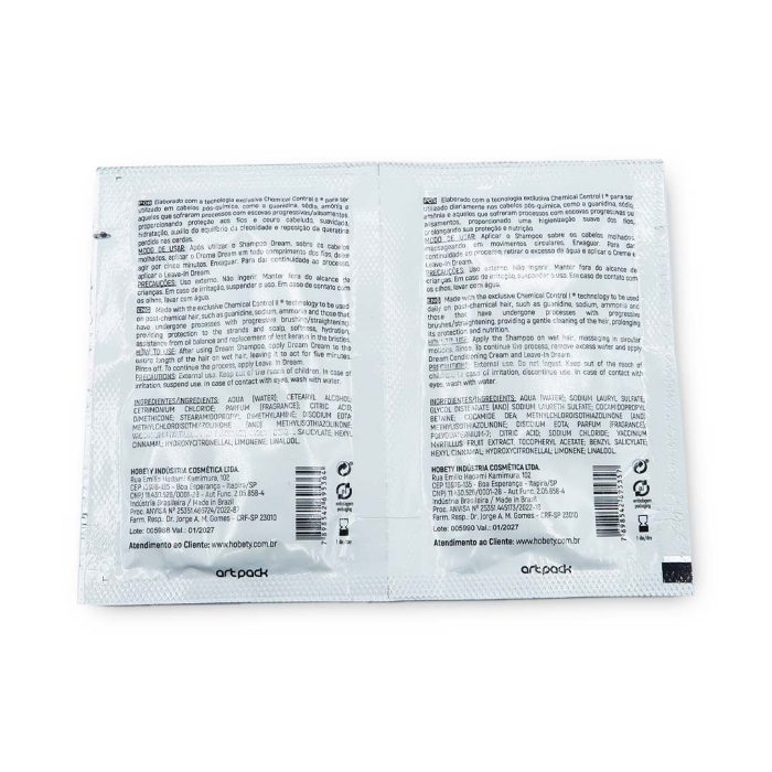 Sachet Muestra Champú 10ml y Mascarilla 10g Dream Pos Química
